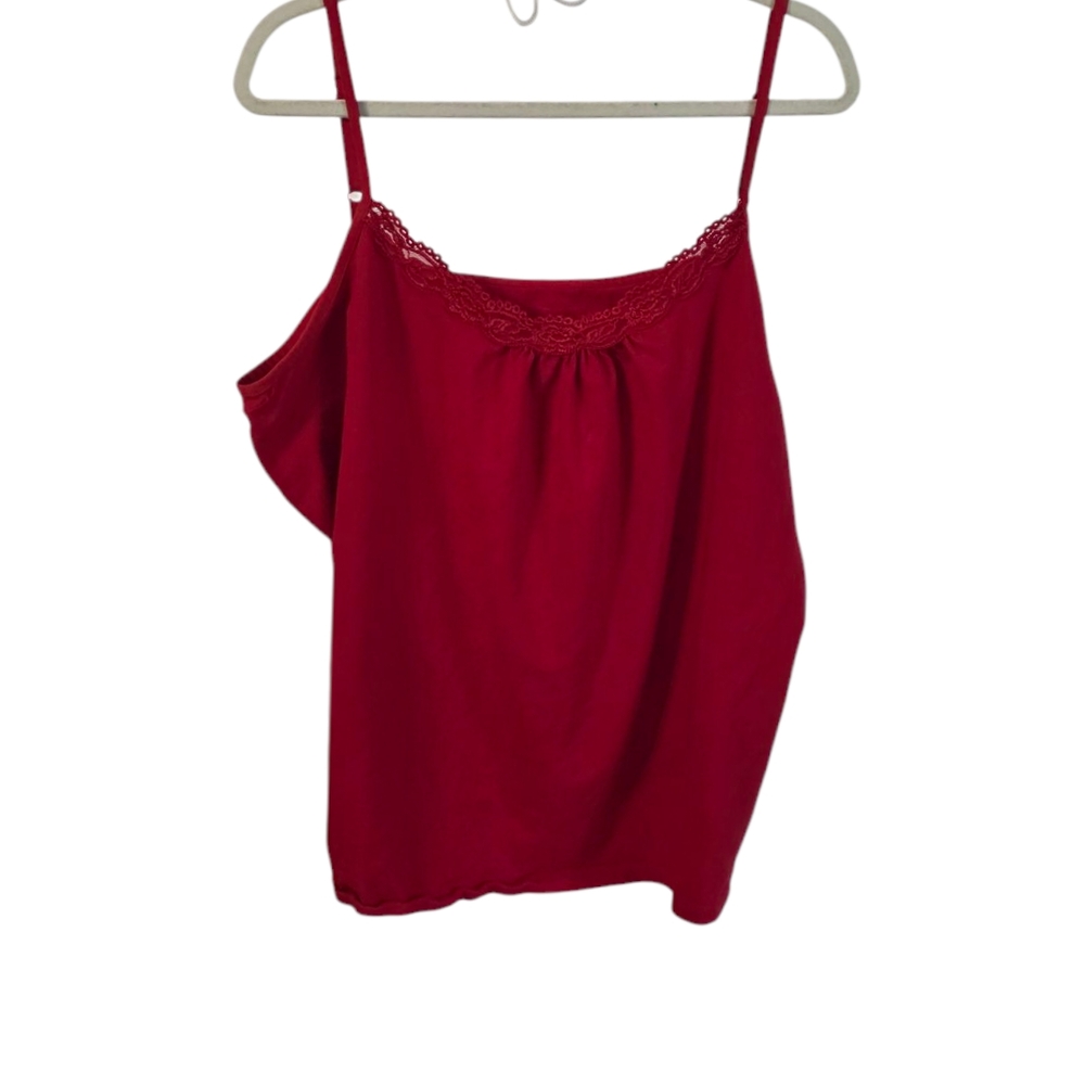 JMS Red Lace Trim Camisole Top Size 4X/4XG 26W/28W